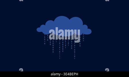 Binary Rain background. Techno banner with abstract hacker code. Digital data technology concept. Vector illustration Stock Vector