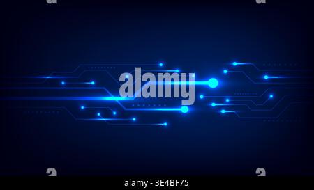 future digital innovation with glowing blue circuit board background abstract lines and connection points high speed data transfer and global networki Stock Vector