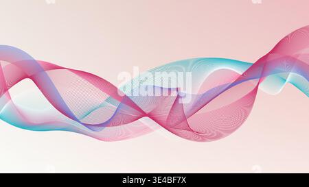 elegant abstract background fluid flowing wave lines in vibrant pink and teal colors, dynamic motion and modern for digital art projects Stock Vector