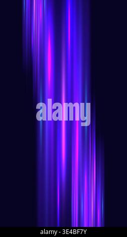 high speed technology vibrant vertical neon purple and blue light streaks on dark background, futuristic digital art and modern tech themes Stock Vector
