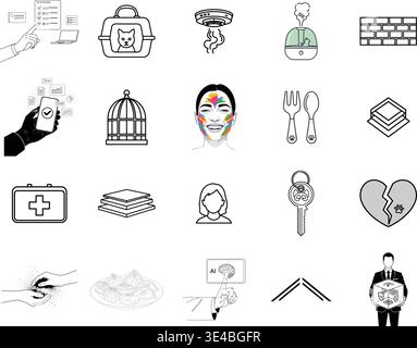 A collection of various icons and symbols Stock Vector