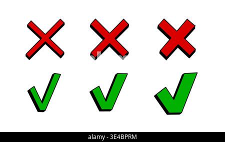 Check marks hand drawn doodle vector set. Handwriting charcoal pencil correct or incorrect symbols. Doodle vote strokes marks for check list items.  Stock Vector