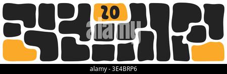 Black and white pack of 23 wavy organic rectangles. Stock Vector