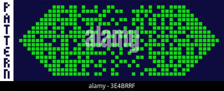 Pixel art halftone green arrow form pattern. Stock Vector