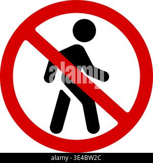 No entry , no walking (prohibition sign) warning pictogram icon vector illustration Stock Vector