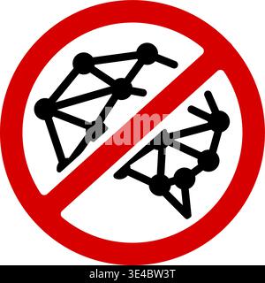 No AI use, no generative AI  ( prohibition sign )  warning pictogram icon vector illustration Stock Vector