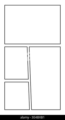 Vertical comic panel layout designed for smartphone use (4K UHD, 3840×2160, 16:9). Ideal for social media and advertising content such as stories, ree Stock Vector