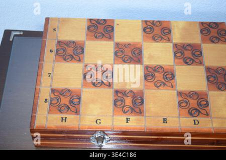 wooden old chess board Stock Photo