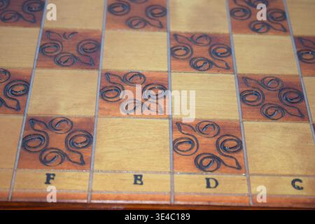 classic handmade chess board Stock Photo