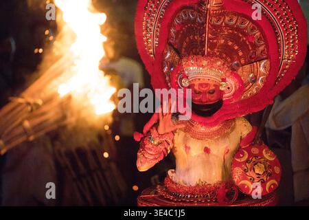 Spectacular fire theyyam, an ancient sacred ritual dance performance ...