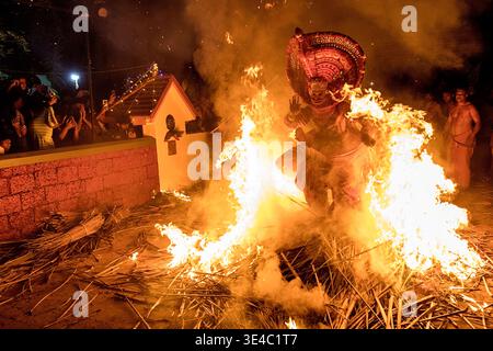 Spectacular fire theyyam, an ancient sacred ritual dance performance ...