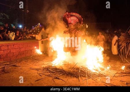 Spectacular fire theyyam, an ancient sacred ritual dance performance ...