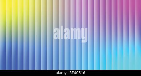 Abstract gradient background with vertical lines and shadow effect, vibrant colors yellow blue purple Stock Vector