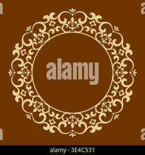 Decorative frame Elegant vector element for design in Eastern style, place for text. Floral golden border. Lace illustration for invitations and greeting cards. Stock Vector