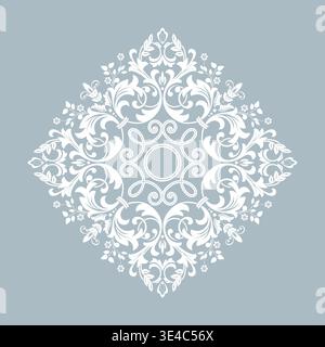 Damask graphic ornament. Floral design element. Blue vector pattern Stock Vector