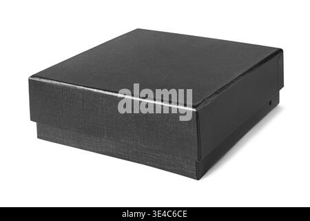 Black rectangular packaging box isolated on white background Stock Photo