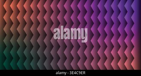 Geometric zigzag pattern with dark purple and orange gradient shading for architectural textured backgrounds. Stock Vector