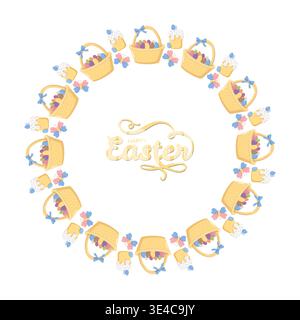Happy Easter Wreath Design Stock Vector