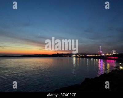 Afterglow of a sunset at Barry Island Stock Photo