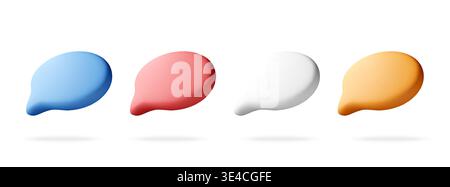 Set of colorful 3d speech bubbles on white Stock Vector