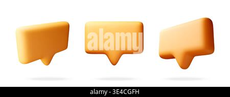 Set of orange speech bubble icons in 3D style Stock Vector