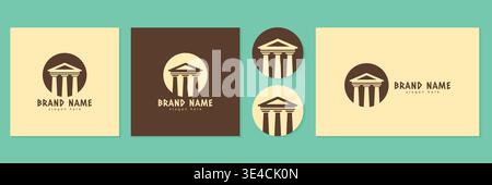 Ancient temple logo branding kit and corporate identity vector illustration. Stock Vector