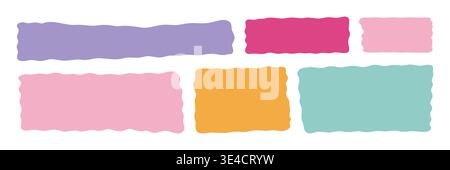 Set of abstract hand drawn wavy rectangles in pastel colors isolated on light background. Organic shapes for banners, labels, frames, social media posts, packaging design and modern branding templates Stock Vector