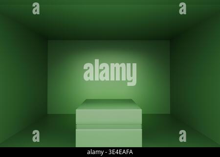 Green Minimal Room with Pedestal Platform Abstract Background. High quality photo Stock Photo