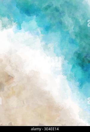 Abstract background with a hand painted beach themed watercolour design Stock Vector