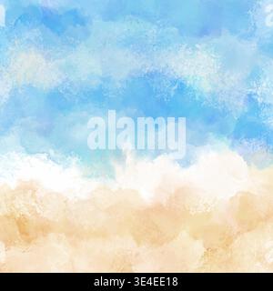 Hand painted abstract beach themed watercolour background design Stock Vector