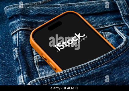 Antalya, Turkey - March 24, 2026: iStock Getty Images website and istock app interface displayed on smartphone screen Stock Photo