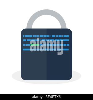 Digital padlock with digital code data icon.Cyber security and data privacy concept.Digital lock with encrypted code and green access indicator.Vector Stock Vector