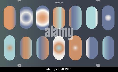 Gradient color oval shapes collection for digital design and branding Stock Vector