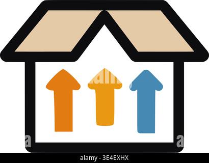 Real Estate Market Growth Concept with Upward Arrows inside House Stock Vector