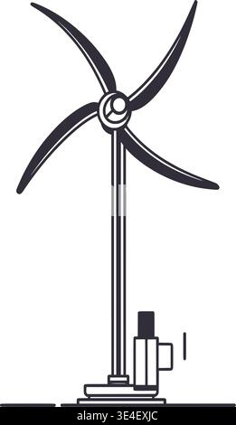Modern Wind Turbine for Clean Renewable Energy Generation Stock Vector
