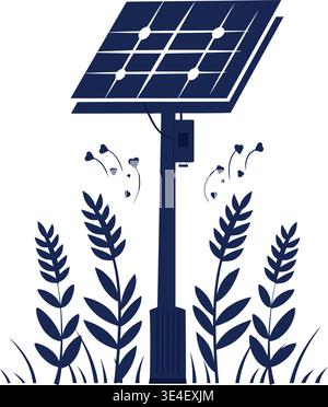 Renewable Energy Concept with Solar Panel and Agriculture Crops Stock Vector