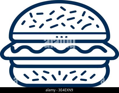 Stylized Linear Double Cheeseburger Outline for Food Menu Stock Vector
