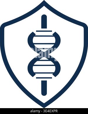 Cyber Security DNA Shield Representing Genetic Data Protection and Privacy Stock Vector