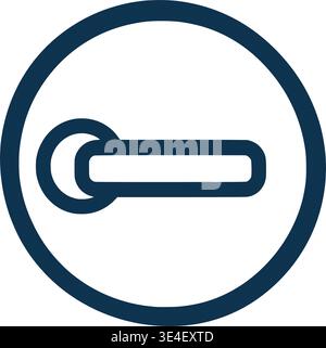 Minimalist Door Handle or Slider Switch Icon in Circular Border Stock Vector