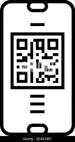 Smartphone Screen Displaying QR Code for Digital Document Verification Stock Vector