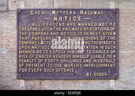 Great Western Railway warning sign at Llangollen station, North Wales Stock Photo