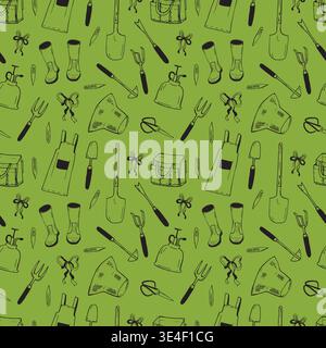 Spring , summer pattern with gardening tools Stock Vector