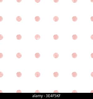 Seamless pink watercolor polka dot pattern with soft pastel circles on a light neutral background Stock Photo