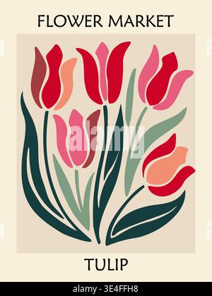 Vibrant tulips bloom in warm hues of red Stock Vector