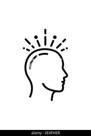 A black and white drawing of a head with lines coming out of it Vector A black and white drawing of a head with lines coming out of it Vector Stock Vector