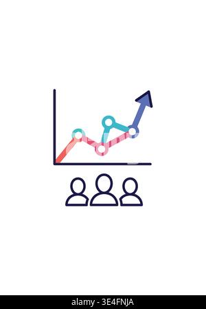 Line Graph Showing Growth with People Figures Stock Vector