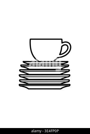 A stack of plates with a cup on top Vector Stock Vector