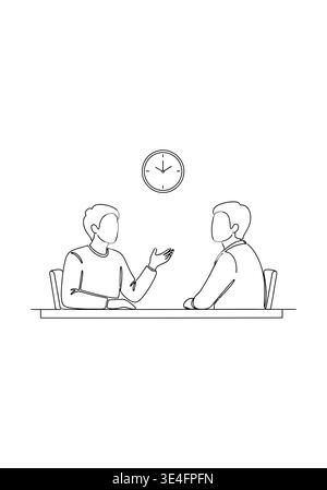 Two men sitting at a table talking Vector Stock Vector