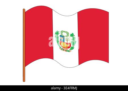 Flag of Peru. Peruvian national symbol in official colors. Template icon. Abstract vector background Stock Vector