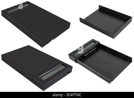 Universal drive enclosure with USB interface for computers, on a white background in isolation Stock Photo